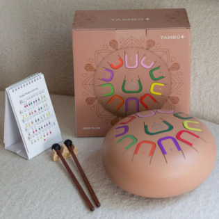 DEEP FLOW metalowy, brzoskwiniowy bębenek językowy śr. 25 cm 11 tonów TAMBU