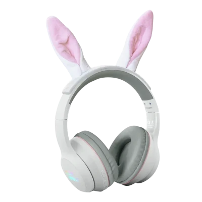 KRÓLIK białe słuchawki Bluetooth z magnetycznymi uszami Kidywolf 4+