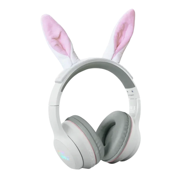 KRÓLIK białe słuchawki Bluetooth z magnetycznymi uszami Kidywolf 4+