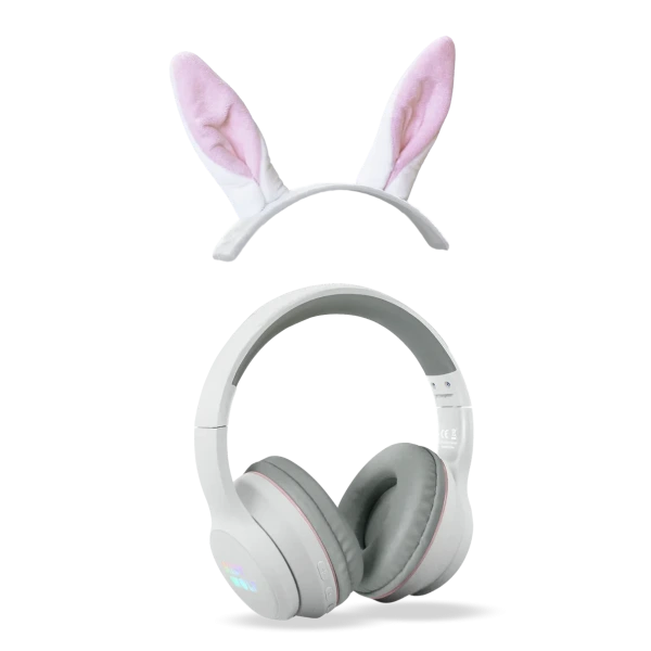 KRÓLIK białe słuchawki Bluetooth z magnetycznymi uszami Kidywolf 4+
