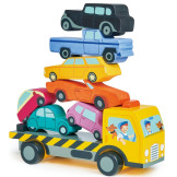 CIĘŻARÓWKA Z AUTKAMI drewniana gra zręcznościowa Tender Leaf Toys 18 msc+