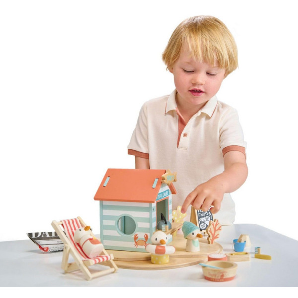 RESTAURACJA NA PLAŻY drewniane figurki z akcesoriami do zabawy Tender Leaf Toys 3+