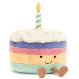 URODZINOWY TORCIK TĘCZOWY ze świeczką przytulanka 18 cm Amuseables Rainbow Birthday Cake Jellycat 12m+