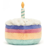 URODZINOWY TORCIK TĘCZOWY ze świeczką przytulanka 18 cm Amuseables Rainbow Birthday Cake Jellycat 12m+