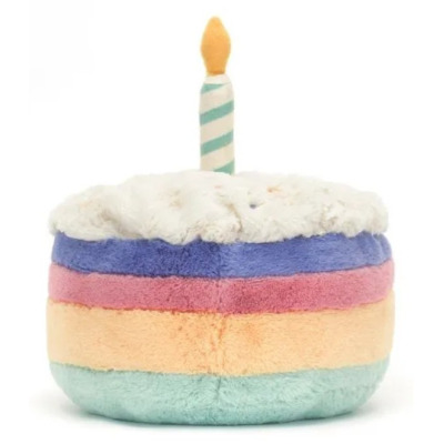 URODZINOWY TORCIK TĘCZOWY ze świeczką przytulanka 18 cm Amuseables Rainbow Birthday Cake Jellycat 12m+