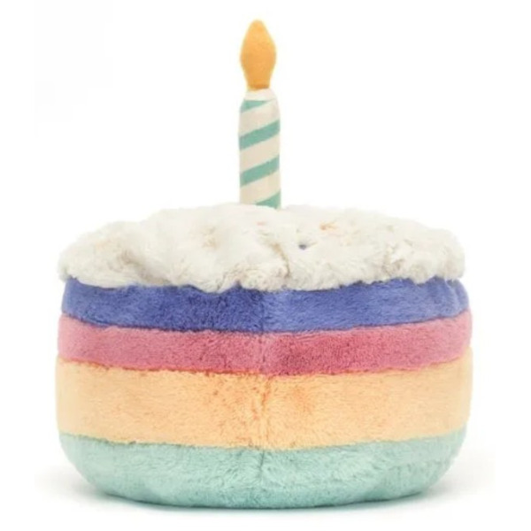 URODZINOWY TORCIK TĘCZOWY ze świeczką przytulanka 18 cm Amuseables Rainbow Birthday Cake Jellycat 12m+