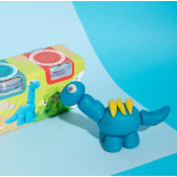 DINOZAURY naturalna ciastolina w eko-kubkach - zestaw 4 kolorów: niebieski, żółty, czerwony, zielony 4 x 125 gr ChildGen 3+