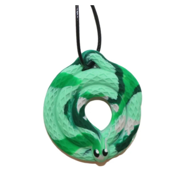 LEŚNY WĄŻ sensoryczny wisiorek silikonowy gryzak terapeutyczny antystresowy naszyjnik Jellystone 3+