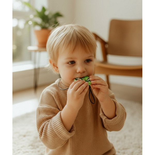 LEŚNY WĄŻ sensoryczny wisiorek silikonowy gryzak terapeutyczny antystresowy naszyjnik Jellystone 3+