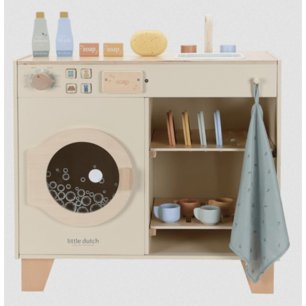 2 w 1 DREWNIANA PRALKA ZMYWARKA z akcesoriami edycja limitowana zabawa w dom i kuchnię FSC Little Dutch 3+