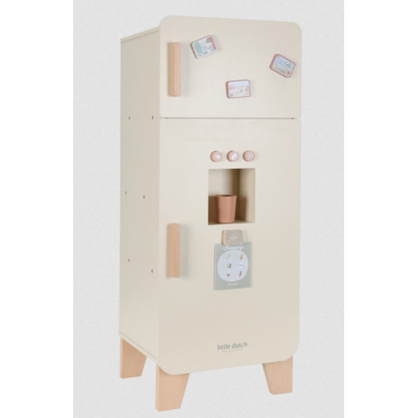 DREWNIANA LODÓWKA z akcesoriami edycja limitowana zabawa w dom, kuchnię i gotowanie FSC Little Dutch 3+