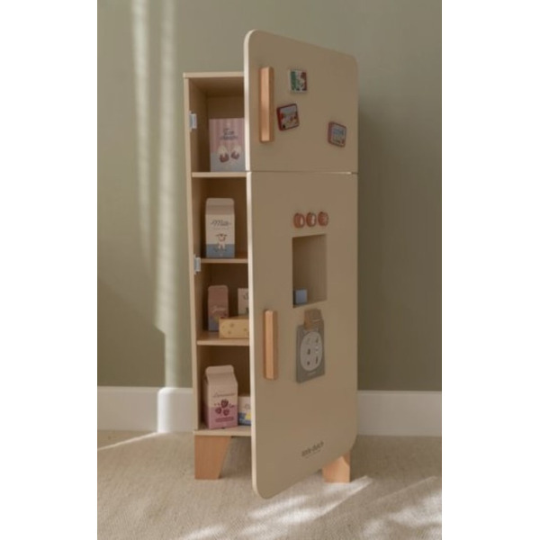 DREWNIANA LODÓWKA z akcesoriami edycja limitowana zabawa w dom, kuchnię i gotowanie FSC Little Dutch 3+