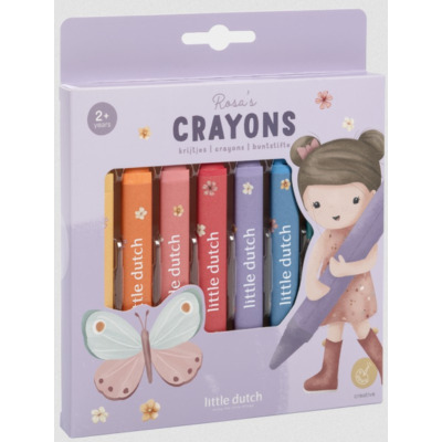 KREDKI WOSKOWE zestaw 8 kolorów Rosa & Friends Little Dutch 2+