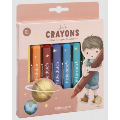 KREDKI WOSKOWE zestaw 8 kolorów Jim & Friends Little Dutch 2+