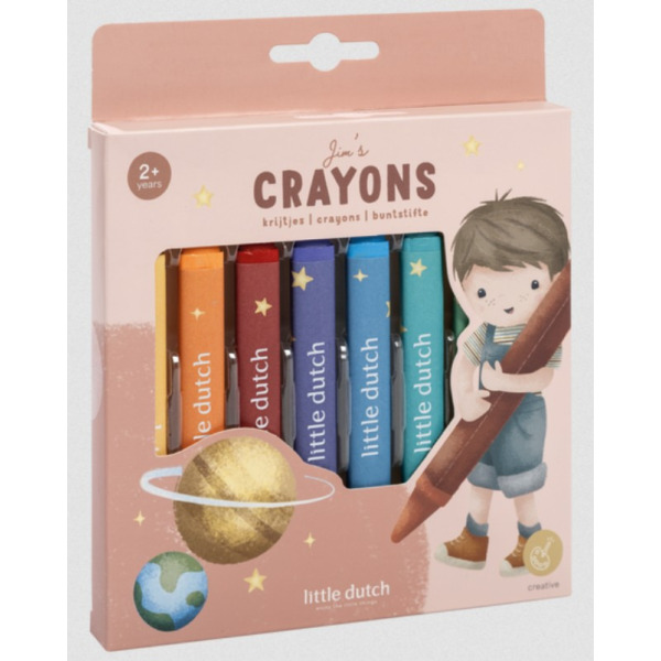 KREDKI WOSKOWE zestaw 8 kolorów Jim & Friends Little Dutch 2+