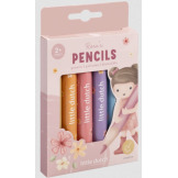 KREDKI OŁÓWKOWE drewniane, grube zestaw 6 kolorów Rosa & Friends Little Dutch 2+