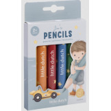 KREDKI OŁÓWKOWE drewniane, grube zestaw 6 kolorów Jim & Friends Little Dutch 2+