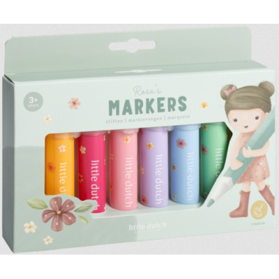 GRUBE MARKERY zestaw 8 kolorów Rosa & Friends Little Dutch 2+