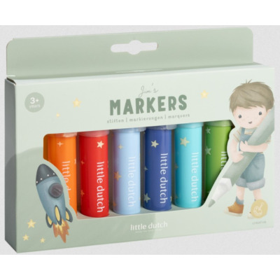 GRUBE MARKERY zestaw 8 kolorów Jim & Friends Little Dutch 2+