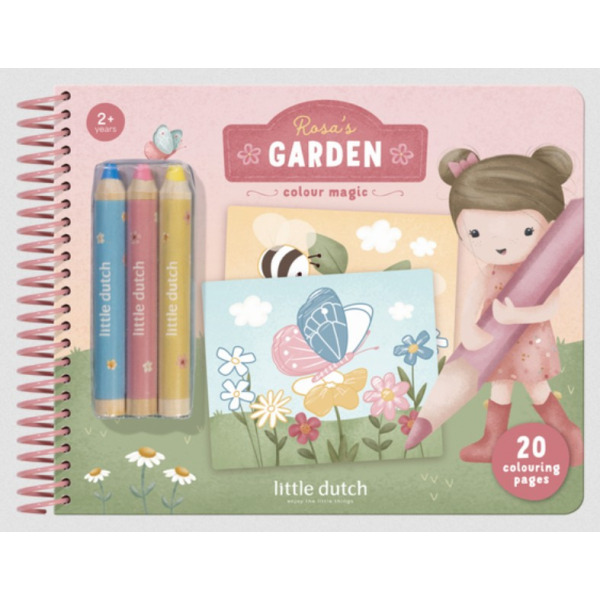 KOLOROWANKA zeszyt kreatywny z kredkami ołówkowymi Rosa & Friends Little Dutch 3+
