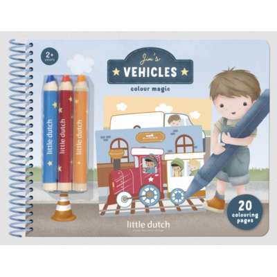 KOLOROWANKA zeszyt kreatywny z kredkami ołówkowymi Jim & Friends Little Dutch 3+