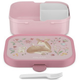SARENKA różowa śniadaniówka z przegródką i widelcem lunchbox Fairy Garden Mepal Little Dutch