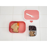 SARENKA różowa śniadaniówka z przegródką i widelcem lunchbox Fairy Garden Mepal Little Dutch