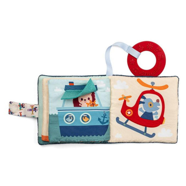 PIESEK JULES mini-książeczka wielofunkcyjna z szeleszczącą folią i gryzakiem Lilliputiens 6m+