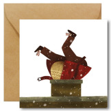 MIKOŁAJ W KOMINIE kartka świąteczna okolicznościowa na Boże Narodzenie Hi Little