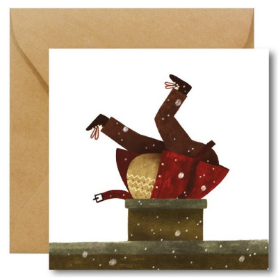 MIKOŁAJ W KOMINIE kartka świąteczna okolicznościowa na Boże Narodzenie Hi Little