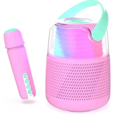 Przenośny zestaw do KARAOKE mikrofon i głośnik 10W różowy MOB