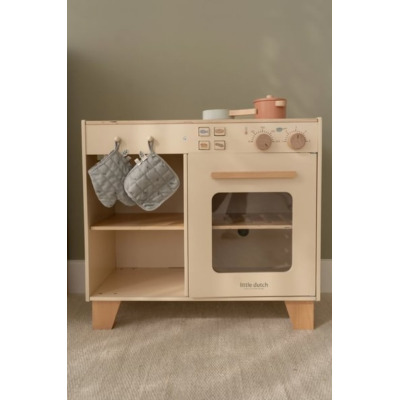 KREMOWA KUCHNIA drewniana z akcesoriami edycja limitowana zabawa w dom, kuchnię i gotowanie limitowana FSC Little Dutch 3+