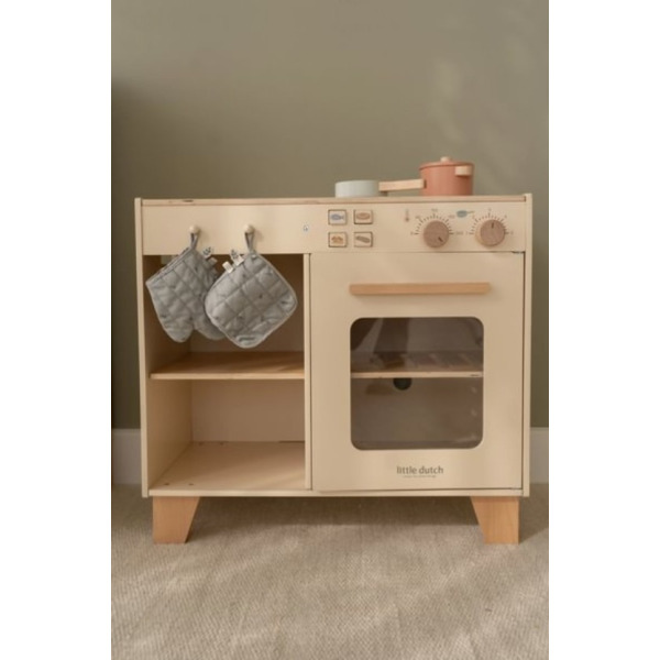 KREMOWA KUCHNIA drewniana z akcesoriami edycja limitowana zabawa w dom, kuchnię i gotowanie limitowana FSC Little Dutch 3+
