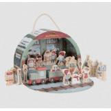KALENDARZ ADWENTOWY drewniane figurki kolejka FSC w walizeczce X-MAS Little Dutch 2+
