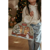 KALENDARZ ADWENTOWY drewniane figurki kolejka FSC w walizeczce X-MAS Little Dutch 2+