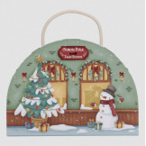 KALENDARZ ADWENTOWY drewniane figurki kolejka FSC w walizeczce X-MAS Little Dutch 2+