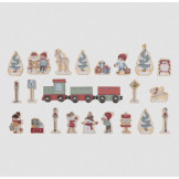 KALENDARZ ADWENTOWY drewniane figurki kolejka FSC w walizeczce X-MAS Little Dutch 2+