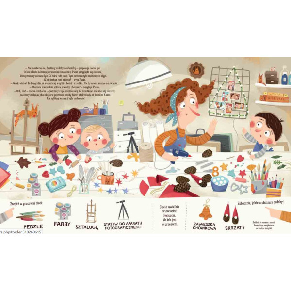 PUCIO URZĄDZA WIGILIĘ, czyli świąteczne zadania dla przedszkolaków książka kartonowa Marta Galewska-Kustra wyd. Nasza Księgarnia