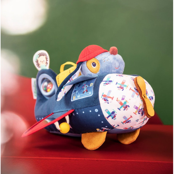 PIESEK JULES samolot przytulanka aktywizująca Lilliputiens 9m+