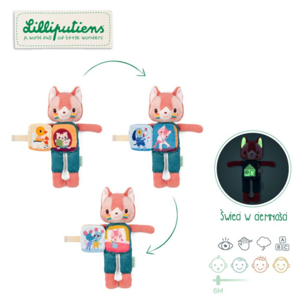 KOTKA JEANNE przytulanka aktywizująca z książeczką Lilliputiens 6m+