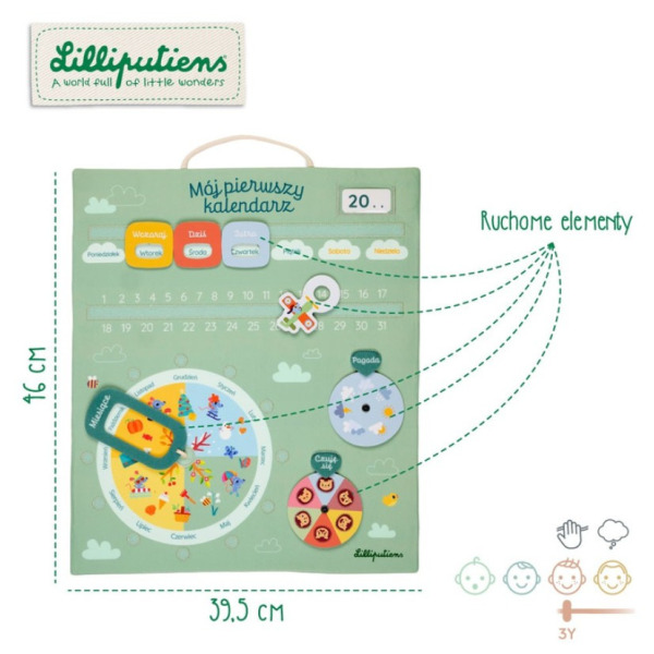 MÓJ PIERWSZY KALENDARZ miękka tablica aktywizująca Lilliputiens 3+