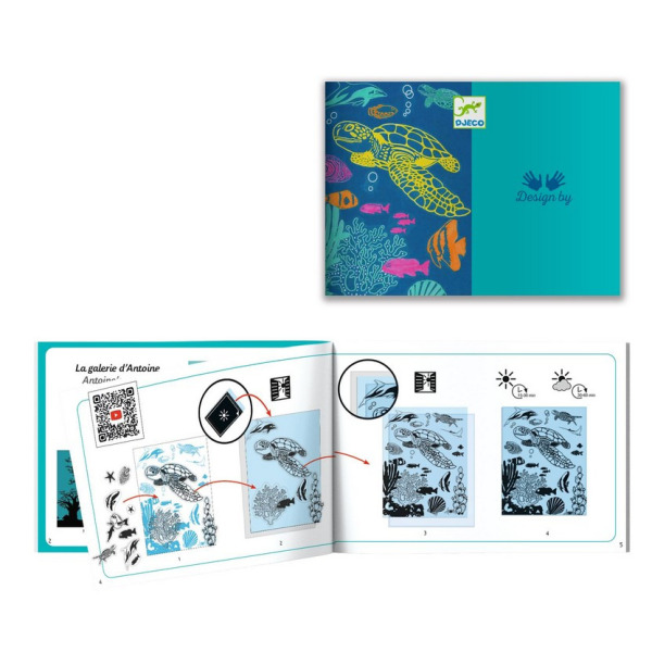 OCEAN zestaw kreatywny cyjanotypia Djeco 7+