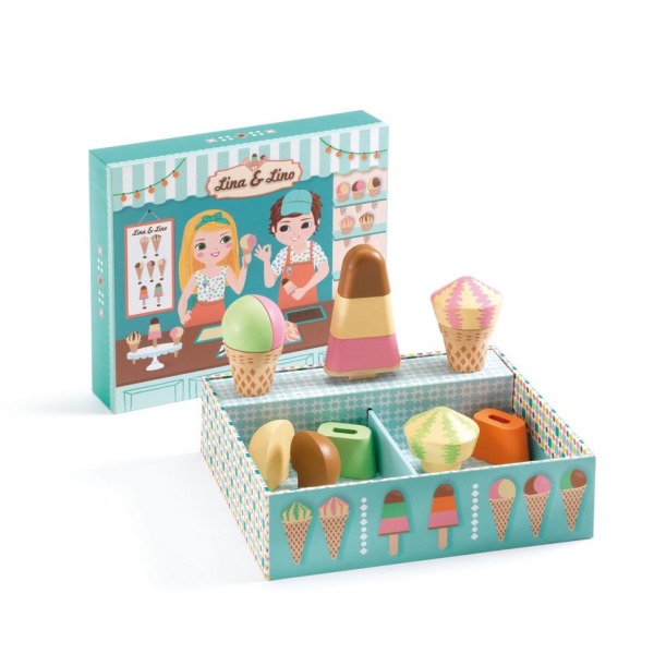 LINA & LINO mała lodziarnia z akcesoriami zabawa w kawiarnię Djeco 3+