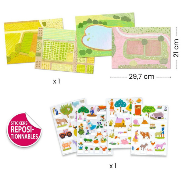 FARMA  naklejki wielokrotnego użytku 3D Djeco 3+