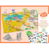 ZWIERZĘTA naklejki wielokrotnego użytku 3D Djeco 3+