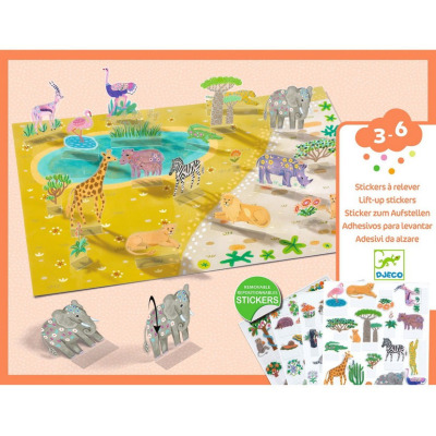 ZWIERZĘTA naklejki wielokrotnego użytku 3D Djeco 3+