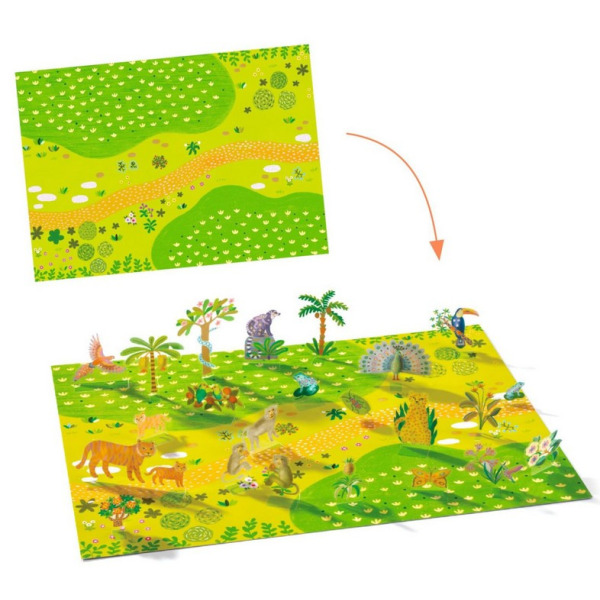 ZWIERZĘTA naklejki wielokrotnego użytku 3D Djeco 3+