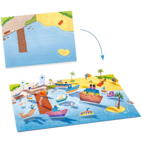 POJAZDY naklejki wielokrotnego użytku 3D Djeco 3+