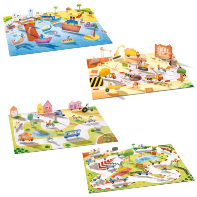 POJAZDY naklejki wielokrotnego użytku 3D Djeco 3+