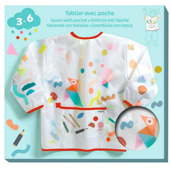 FARTUSZEK ochronny dla dzieci do prac plastycznych z kieszenią Djeco 3+